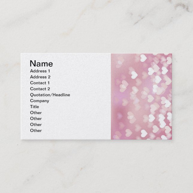 Bröllop Kärlek Vector Background shiny rosa hearts Visitkort (Framsida)
