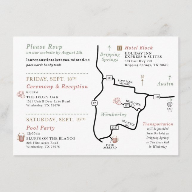 Bröllop Karta-kort - FÖR LAUREN Tilläggskort (Framsida)