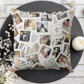 Bröllop Keepsaké 30 Photo Collage White ID1065 Kudde