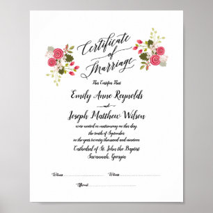 Bröllop Keepsaké för det moderna Giftermål-certifi Poster