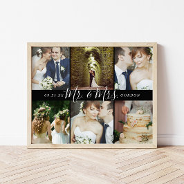 Bröllop Keepsaké Mr och Mrs 6 Photo Collage Poster