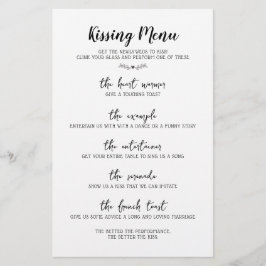 Bröllop Kissing Menu Calligraphy Black & White