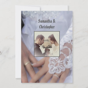 Bröllop-klänningsinbjudan till White snöre brides Inbjudningar