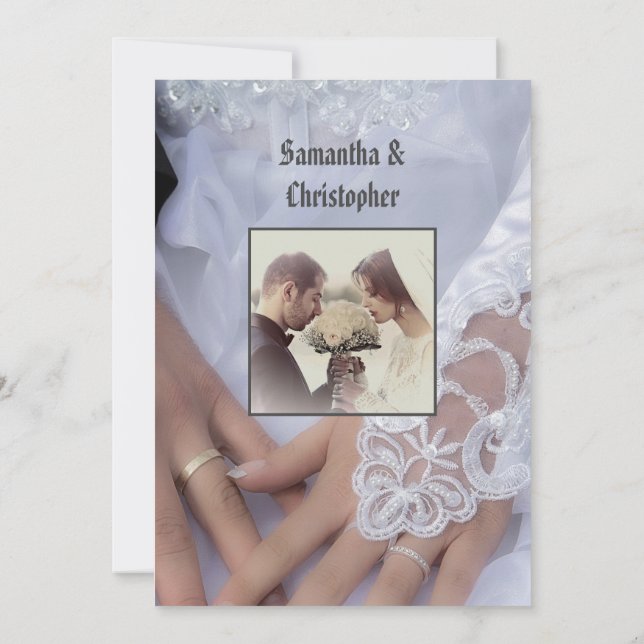 Bröllop-klänningsinbjudan till White snöre brides Inbjudningar (Baksida)