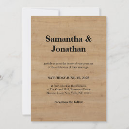 Bröllop Klassisk Ek Ljust Trästruktur Inbjudningar