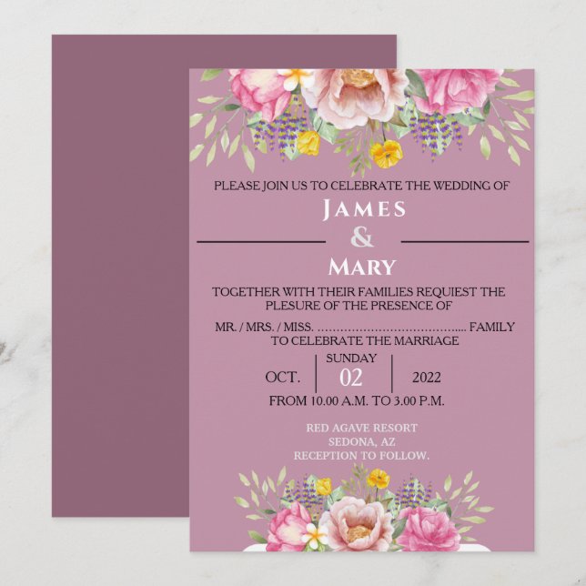 BRÖLLOP KLOCKOR INBJUDNINGAR (Fram/baksida)