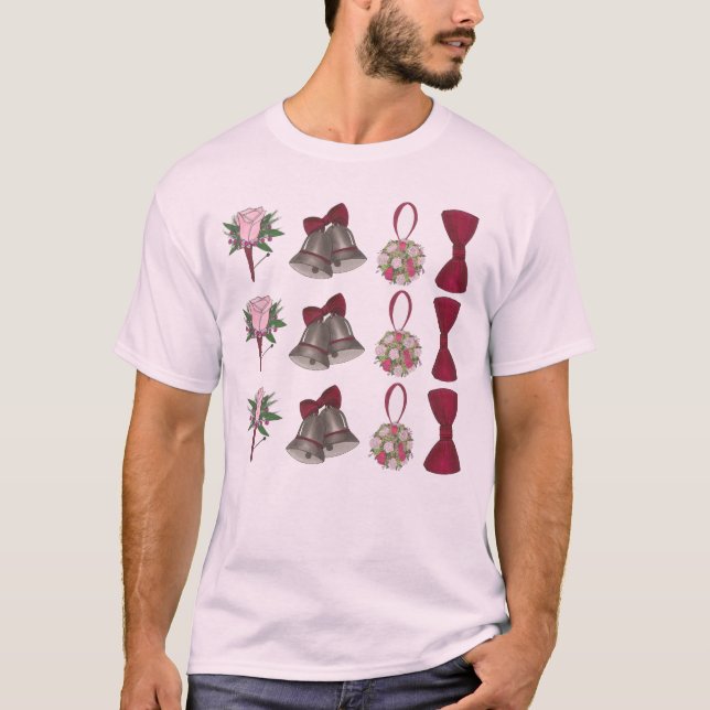 Bröllop Klockor Möhippa Ro Flower Bowtie Tee (Framsida)