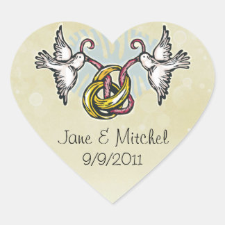 Bröllop Klockor Stickers Hjärtformat Klistermärke