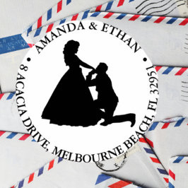 Bröllop knäböjande man tema självfärgande stämpel