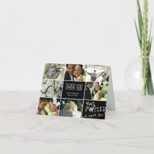 Bröllop-kollage - tackkort - svart