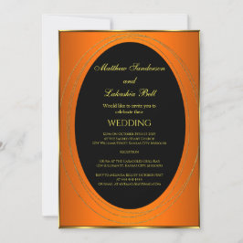 Bröllop koppar Orange guld Black Elegant Modern in Inbjudningar