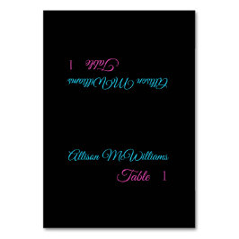 Bröllop-kort - blått och Rosa- Bordsnummer