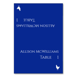 Bröllop-kort - Fjäderfäikon-Blue och White- Bordsnummer