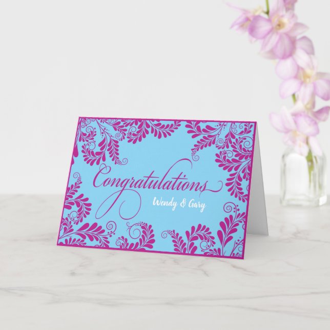 Bröllop-kort för blommigt-Grattisar (Lila) Kort (Orkide)