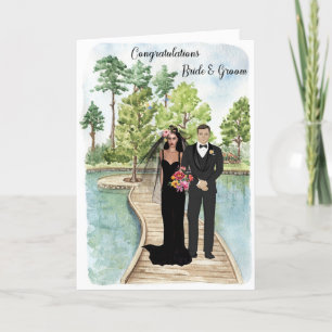 Bröllop-kort för Bride and Groom in Black Tack Kort