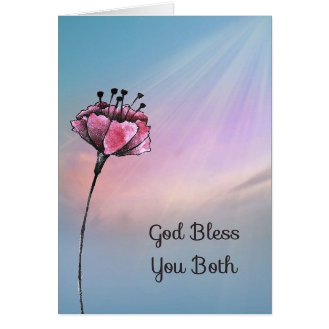 Bröllop-kort för religiösa med blomma hälsningskort (Framsidan)