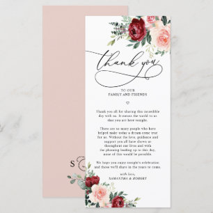 Bröllop-kort för Rustic Fall Blommigt Tack Brev Meny