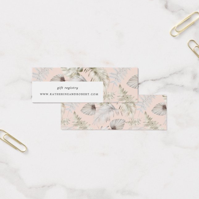 Bröllop-kort för silver luxuriös tropisk blad litet visitkort (Kontor)