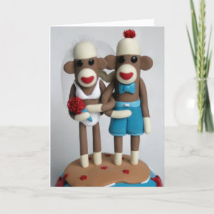 Bröllop-kort för sock monkey kort