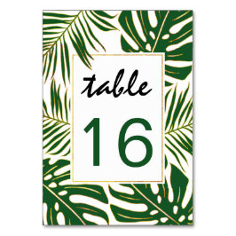Bröllop-kort för Tropical löv bröllop bordsnummer