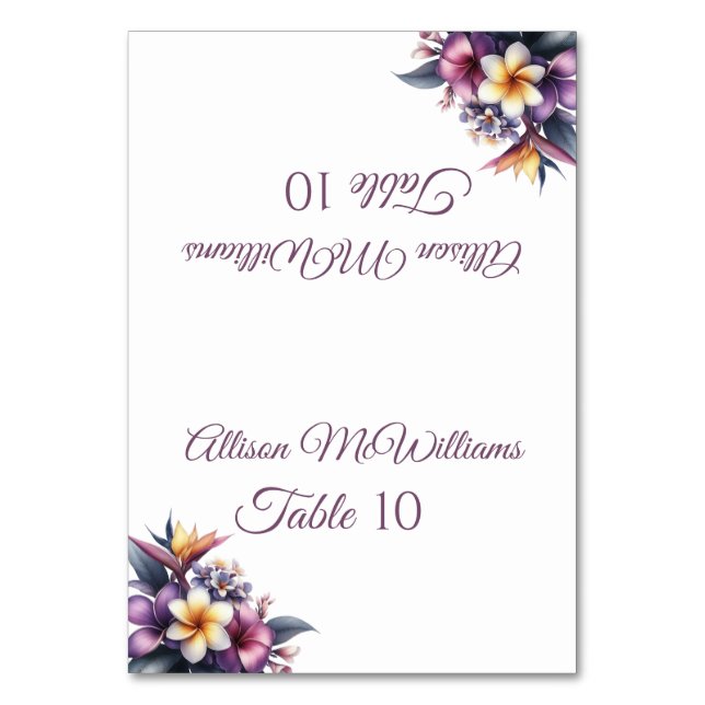 Bröllop-kort för tropisk Blommigt-Vegetarian- Bordsnummer (Framsidan)