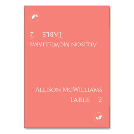 Bröllop-kort för vegetariskt-Rosa-koral- Bordsnummer