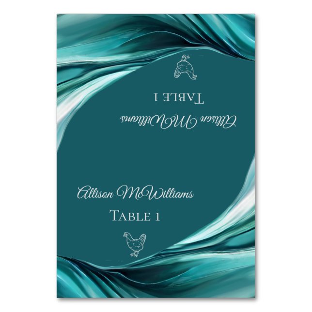 Bröllop-kort - Foultry Icon-Emerald Grönt- Bordsnummer (Framsidan)
