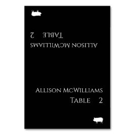 Bröllop-kort - Gris Icon-Black and White Bordsnummer