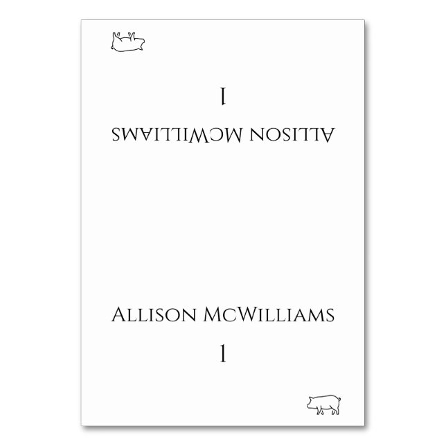 Bröllop-kort-Gris-ikon-Modern Rosa Heart Bordsnummer (Framsidan)