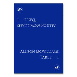 Bröllop-kort - grönsaksblått och vitt bordsnummer