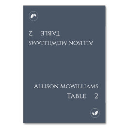 Bröllop-kort - grönsaksblått och vitt bordsnummer