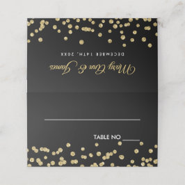 Bröllop-kort Guld Faux Glitter-konfetti Blac Placeringskort