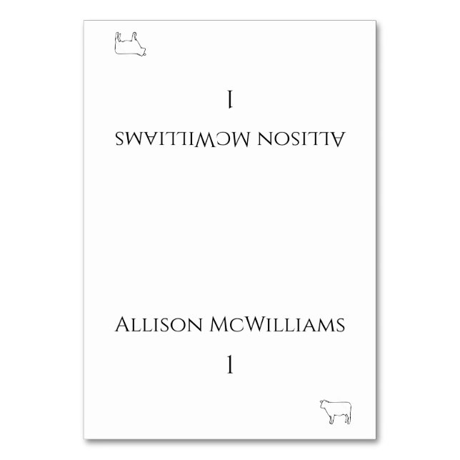 Bröllop-kort - Kött Icon-Black and White Bordsnummer (Framsidan)