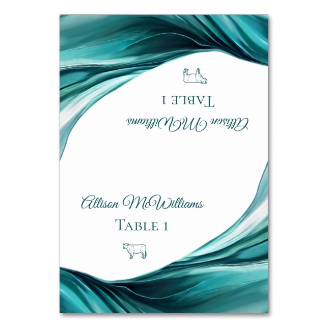 Bröllop-kort - Kött Icon-Emerald Grönt- Bordsnummer (Framsidan)