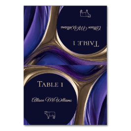 Bröllop-kort - Kött-ikonblått Lila Guld- Bordsnummer