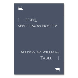 Bröllop-kort-Kött-ikonblått och vitt Bordsnummer