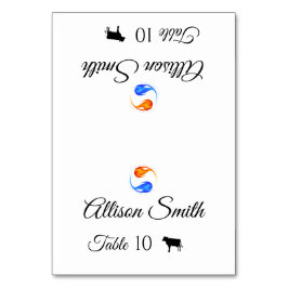 Bröllop-kort-Kött-ikoner-tvillinglampor- Bordsnummer