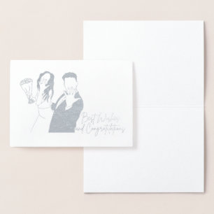 Bröllop-kort, minimalistiskt, Bride, Groom, Tomt Folierat Kort