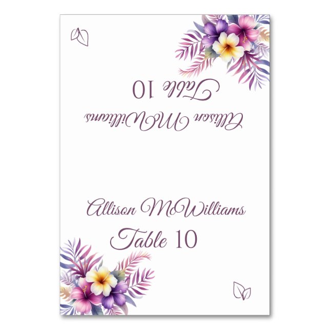 Bröllop-kort-Ön Romantik-Vegetarian- Bordsnummer (Framsidan)