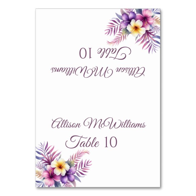 Bröllop-kort-Ön Romantik-Vegetarian- Bordsnummer (Framsidan)