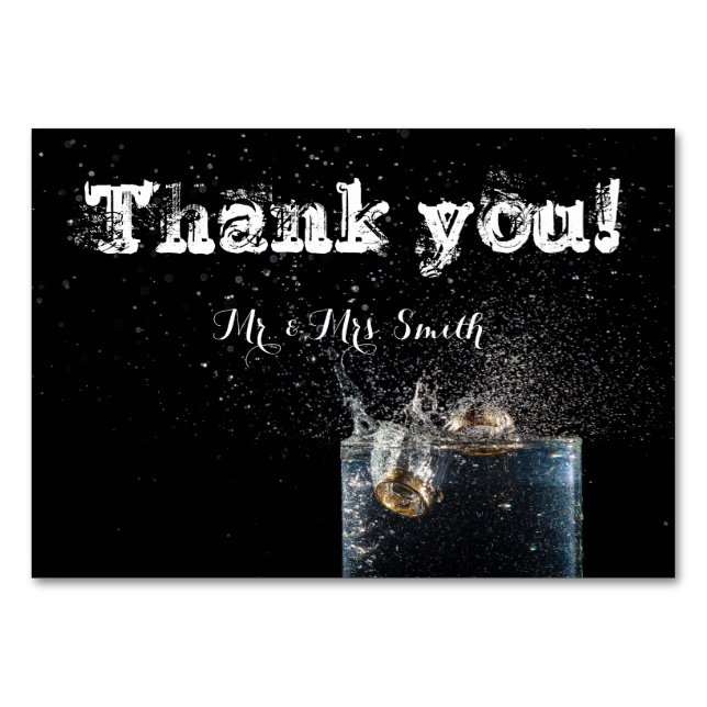 Bröllop-kort Tack svart Bordsnummer (Framsidan)