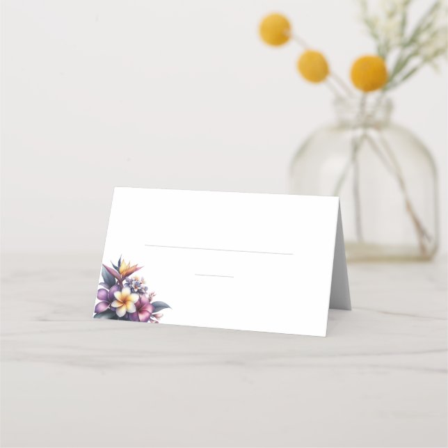 Bröllop-kort - Tropisk Blommigt- Placeringskort (Baksida)
