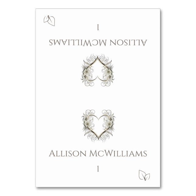 Bröllop-kort-Vegetariska Icon-Flowers Bordsnummer (Framsidan)