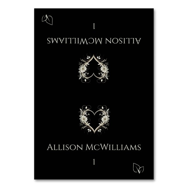 Bröllop-kort-Vegetariska Icon-Flowers Bordsnummer (Framsidan)