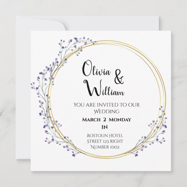 Bröllop-kortinbjudan för enkel blommigt inbjudningar (Framsida)