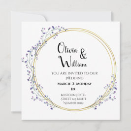 Bröllop-kortinbjudan för enkel blommigt inbjudningar