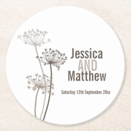 Bröllop körvel grafik brun papper underlägg rund