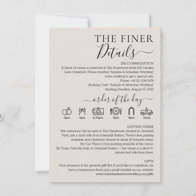 Bröllop Kräm Inbjudan Program Fina Detaljer (Framsida)