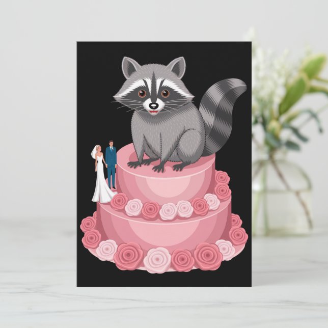 Bröllop kraschande Raccoon Feral Felications Inbjudningar (Stående Fram)