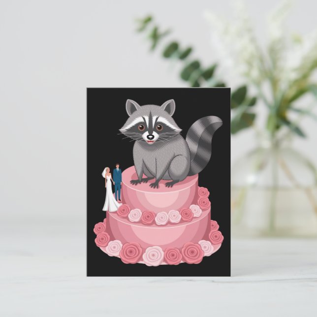 Bröllop kraschande Raccoon Feral Felications Vykort (Stående Fram)